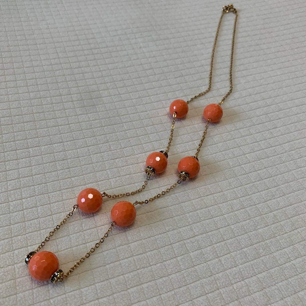 J Crew faceted coral beaded necklace